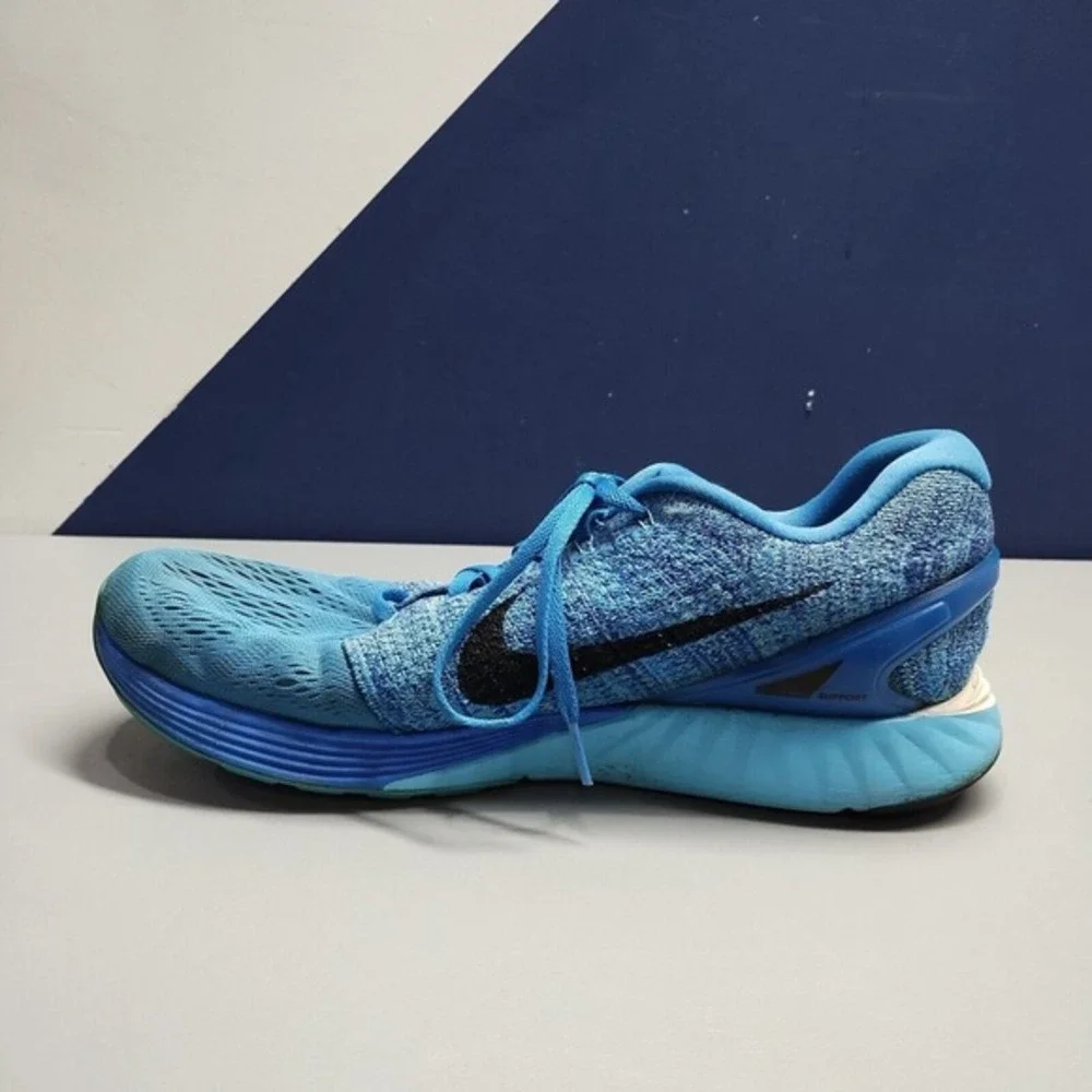 Nike LunarGlide 7 Running Shoes‎ Mens 12.5 Blue Logo Dynamic Support 747355-405